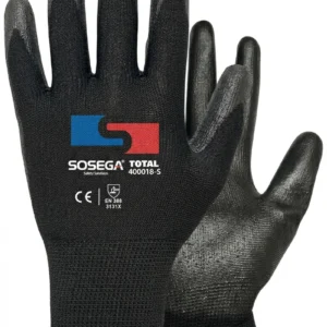 Guante de seguridad recubierto en poliuretano Total Black Ref 400018 para manipulación industrial