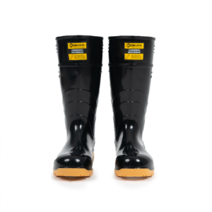 Botas de PVC impermeables con puntera de acero y suela Shock Absorber para máxima protección y confort en entornos húmedos.