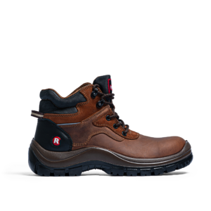 Botas de seguridad para personal administrativo elaboradas en cuero encerado y nobuck siena con suela antideslizante y certificación ISO 20345:2022