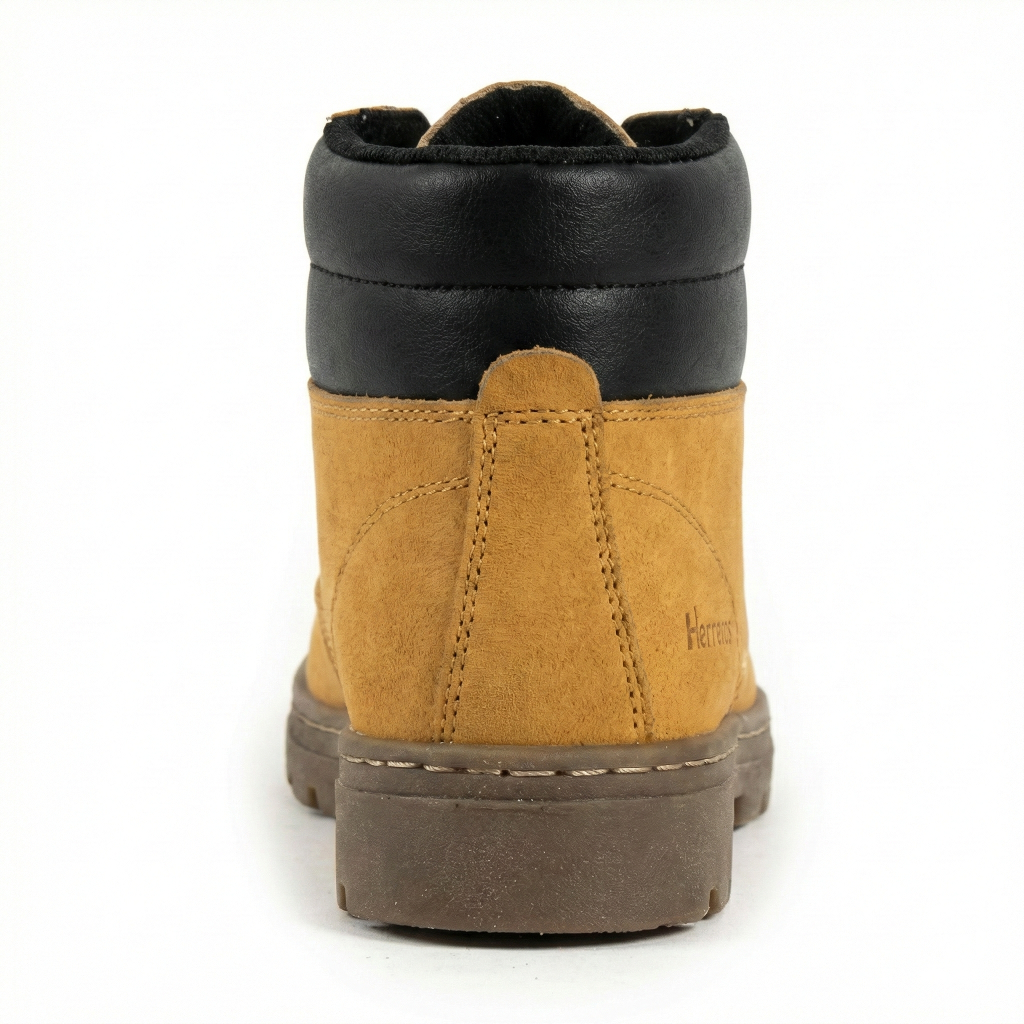 Bota de dotación sin puntera elaborada en cuero, con suela de poliuretano antideslizante y diseño industrial para uso laboral.