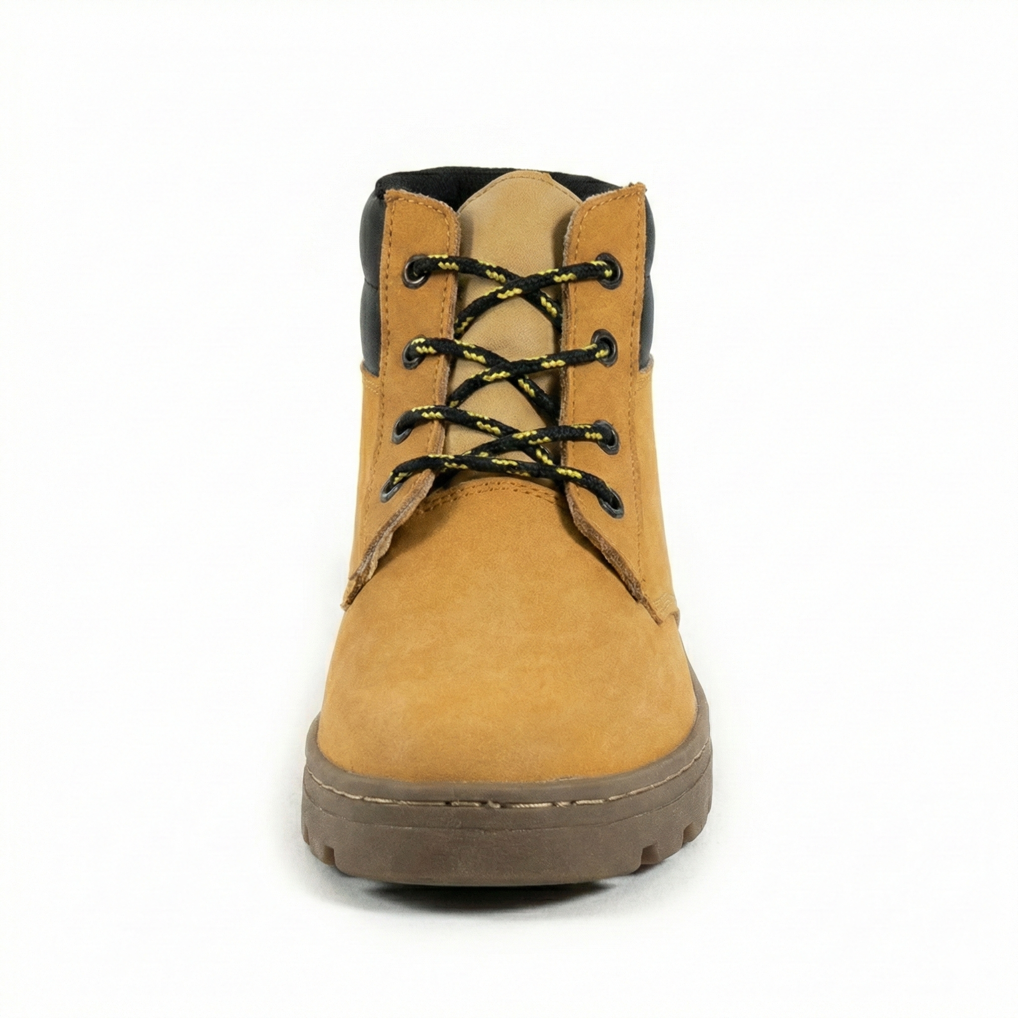 Bota de dotación sin puntera elaborada en cuero, con suela de poliuretano antideslizante y diseño industrial para uso laboral.