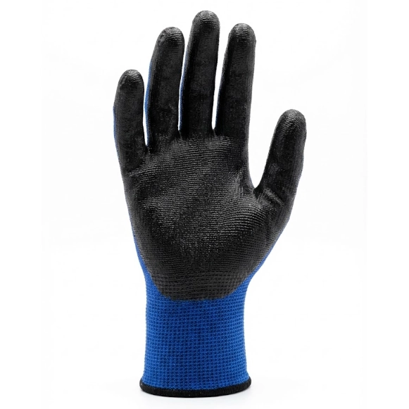 Guante Wave recubierto en nitrilo con excelente agarre en superficies húmedas y secas, resistente al desgaste y cortes para uso industrial.
